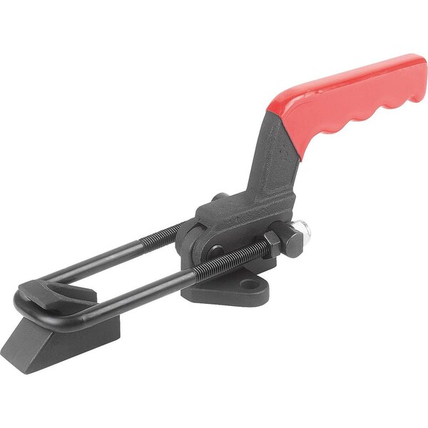 Latch-Action Clamp, Horizontal With Fixed Jaw, Heavy-Duty Version, F2=40000, Steel Galvanized And